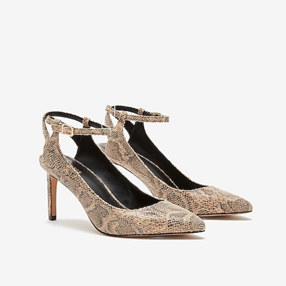 Snakeskin Textured Open Back Pointed Toe Pump